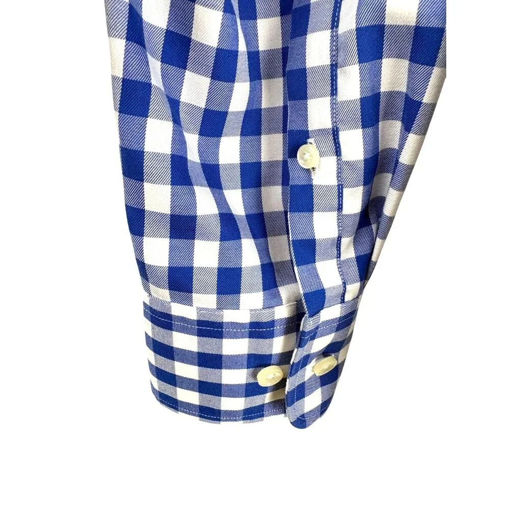 Twillory Men's Tailored Fit Blue & White Gingham Check Dress Shirt 17 32/33 - Picture 6 of 16